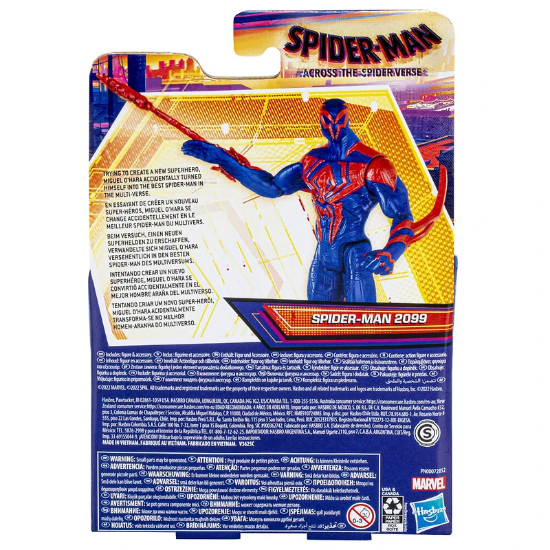 Marvel Spider-Man: Across the Spider-Verse Spider-Man 2099 Toy, 6-Inch-Scale Action Figure with Laser Blast Accessory, Toys for Kids Ages 4 and Up