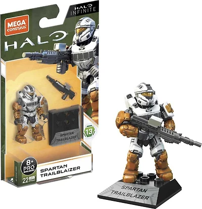 Mega Halo Heroes Series 14 Spartan Trailblazer Micro Action Figure, Building Toys for Kids