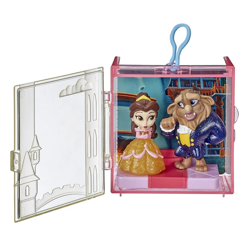 Disney Princess Comics, Duos parfaits Belle, jouet La Belle et la Bête à déballer, inclut 2 poupées, boîte-présentoir et support