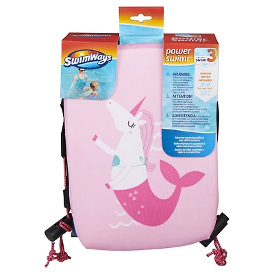 Swimways, Gilet De Natation Power Swimr Pour Enfant, Pour Piscine En Extérieur, Taille Moyenne, Sirène Rose