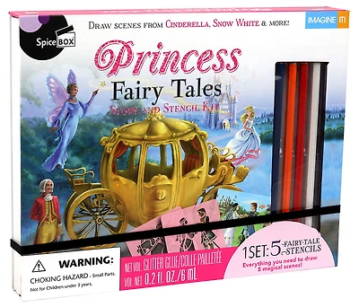 SpiceBox Children's Art Kits Imagine It Princess Stencil Stories - English Edition