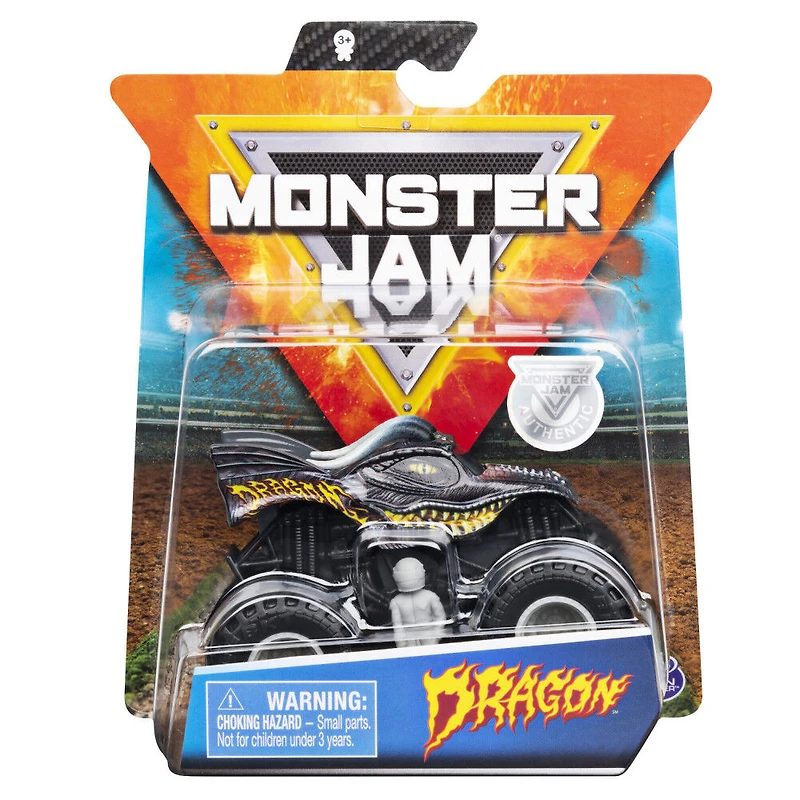 Monster Jam, Official Dragon Monster Truck, Die-Cast Vehicle, Over Cast Series, 1:64 Scale