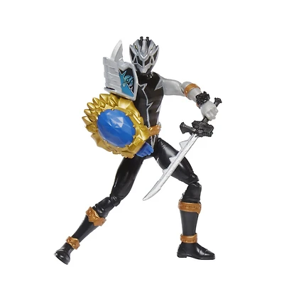 Power Rangers Dino Fury, Ranger noir avec manche bouclier, figurine Dino Fury et sabre Chromafury