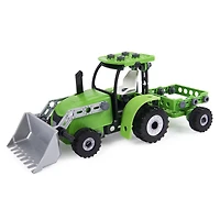 Meccano Junior, Front Loader Tractor with Moving Parts and Real Tools, Toy Model Building Kit
