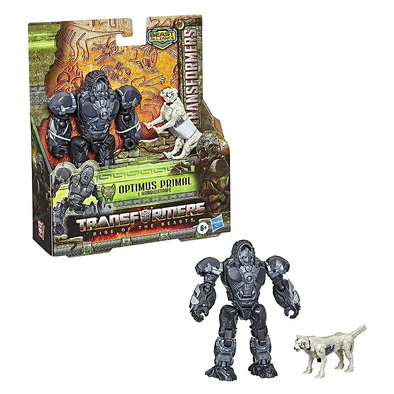 Transformers: Rise of the Beasts, pack de 2 figurines Beast Alliance Beast Weaponizers avec Optimus Primal, échelle 12,5 cm