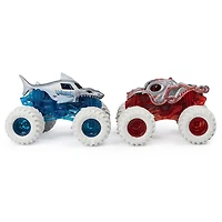 Monster Jam, Monster trucks Megalodon vs Octon8er officiels qui changent de couleur en métal moulé, échelle 1:64