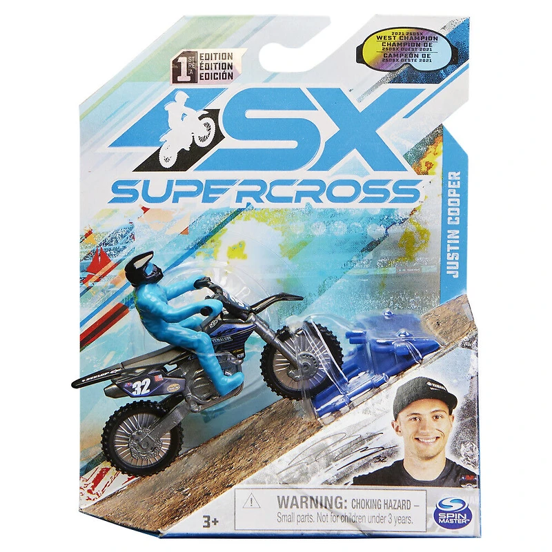 Supercross, Authentic Justin Cooper 1:24 Scale Die-Cast Motorcycle with Rider Figure
