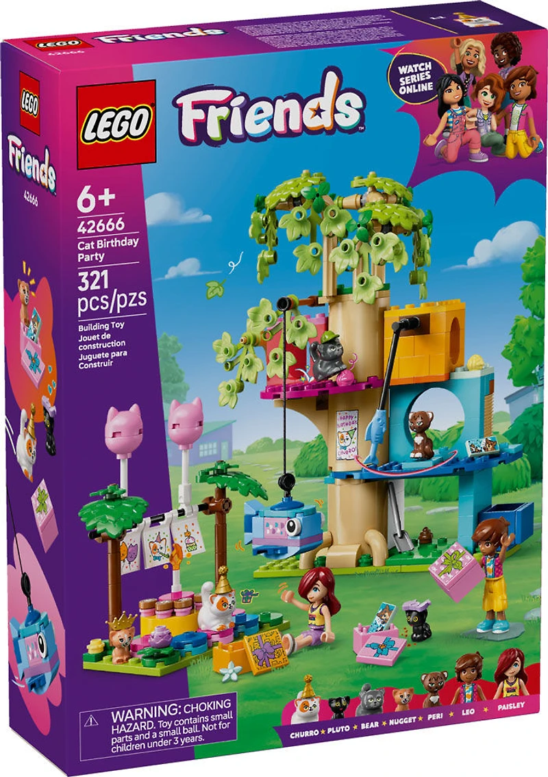 LEGO Friends La Fête d'Anniversaire et l'Arbre à Chats, Jouet d'Ensemble de Construction pour un Jeu de Simulation Imaginatif 42666