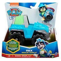 PAW Patrol, Rex Rescue Vehicle, Camion avec figurine articulée à collectionner, jouets respectueux de la planète