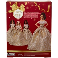 Barbie Signature 2025 Holiday Barbie Fashion Doll, Seasonal Collector, Light Brown Hair with Silver & Gold Gown