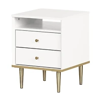 Dylane Table de chevet 2 tiroirs Blanc solide