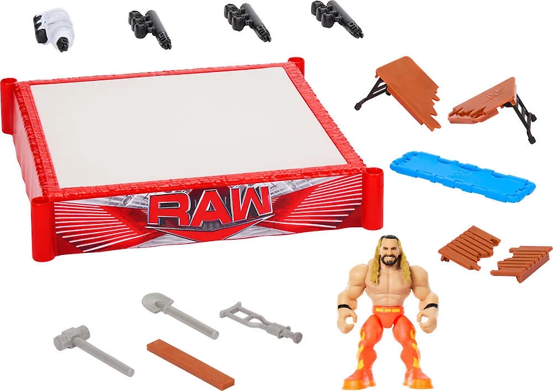 WWE Knuckle Crunchers Coffret de jeu Ring à rebonds et figurine