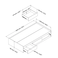 South Shore Lit matelot simple (39") 3 tiroirs, Noir solide, collection Fusion
