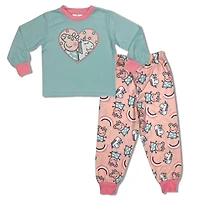 Peppa Pig 2 Piece PJ Set Long Sleeve Top and Pant Mint/Pink