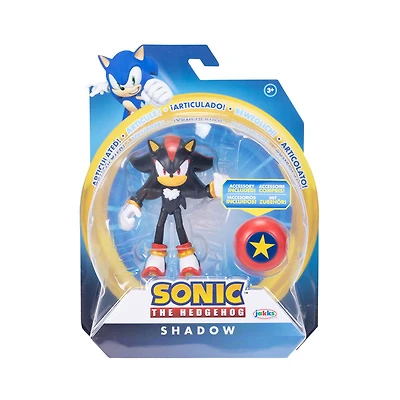 Figurine Sonic de 4 pouces - Shadow moderne avec avec Ressort étoile 