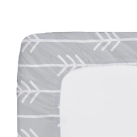 Kushies Flannel Playard Sheet - Grey Arrows
