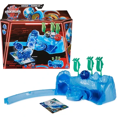 Bakugan Training Set avec Octogan, thème clan aquatique, figurine articulée personnalisable, cartes à échanger et coffret