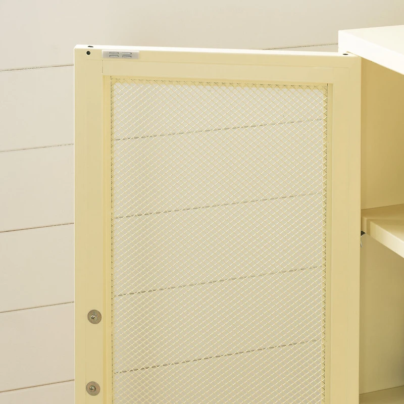 Crea Meuble de rangement avec portes grillagées en métal Jaune