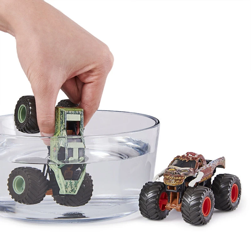 Monster Jam, Coffret de 2 monster trucks officiels en métal moulé Soldier Fortune Black Ops vs Zombie qui changent de couleur, échelle 1:64