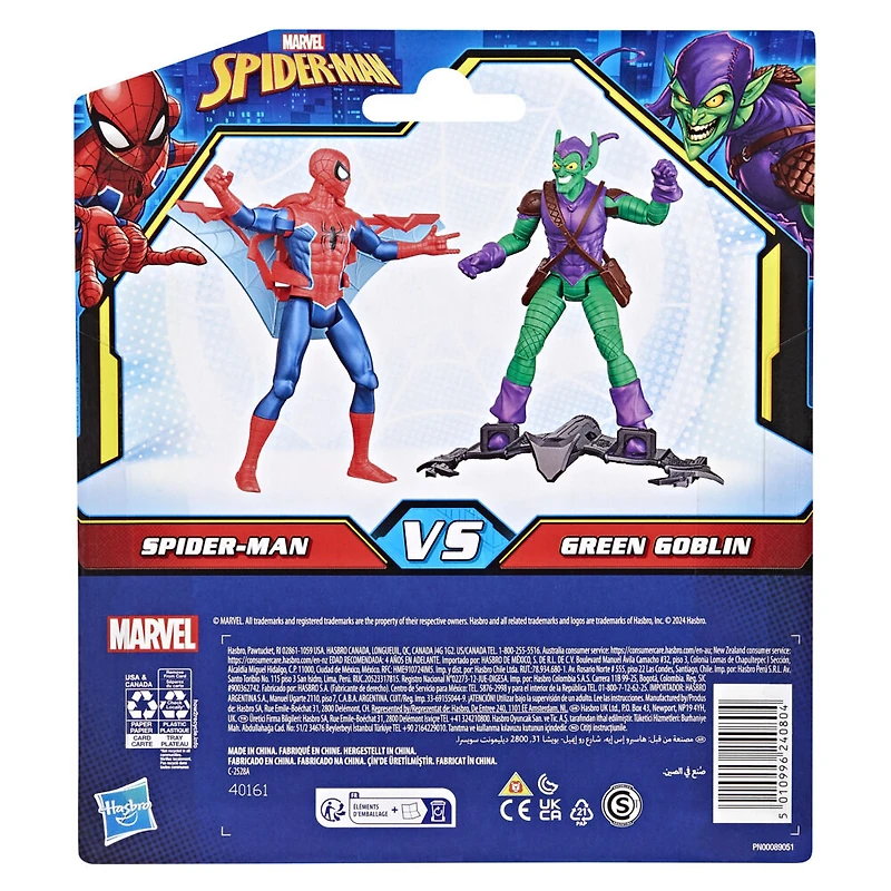 Spider-Man Epic Hero Series Spider-Man vs Green Goblin Action Figures & 2 Accessories (4 Inch)