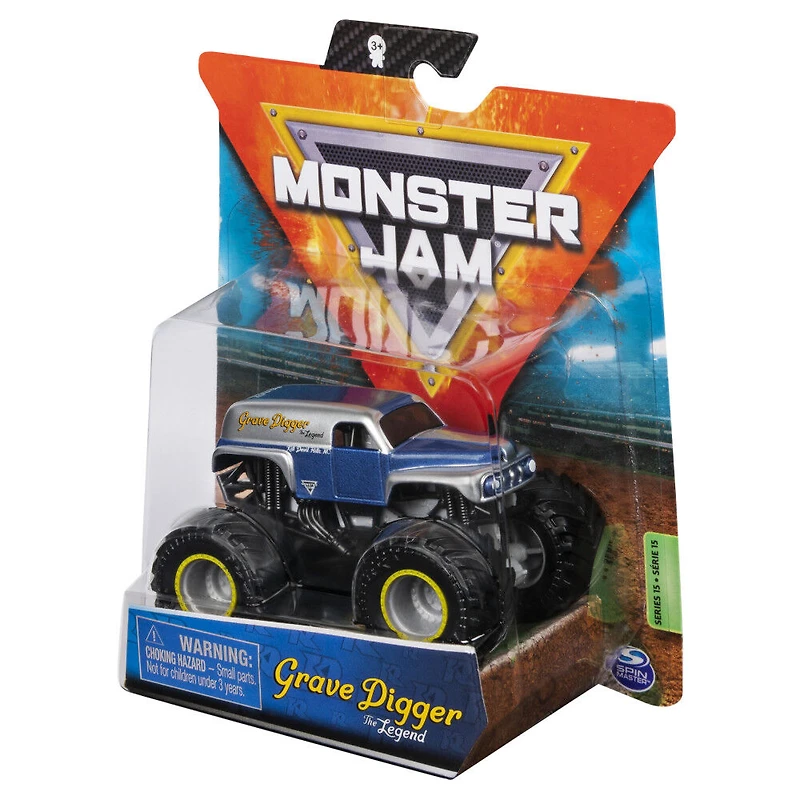 Monster Jam, Monster truck Grave Digger The Legend officiel, véhicule en métal moulé, série Retro Rebels Trucks, échelle 1:64