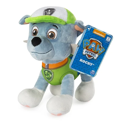 PAW Patrol - Peluche Rocky de 20 cm, peluche en position debout avec détails cousus