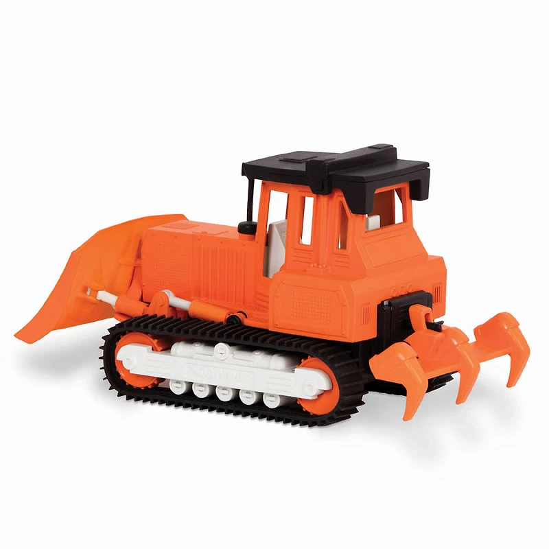 DRIVEN by Battat Véhicule de construction miniature Micro Bulldozer, petit bulldozer jouet orange.