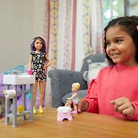 Barbie Babysitting Playset with Skipper Doll, Baby Doll, Sink, Flipping Potty Seat and Themed Accessories