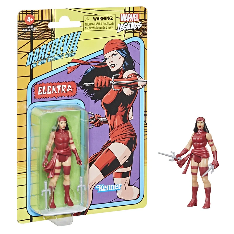 Marvel Legends, figurine de collection retro Elektra de 9,5 cm
