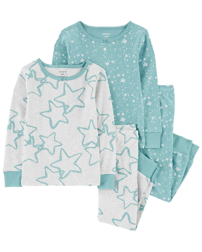 Carter's Four Piece Stars Cotton Blend PJs Teal