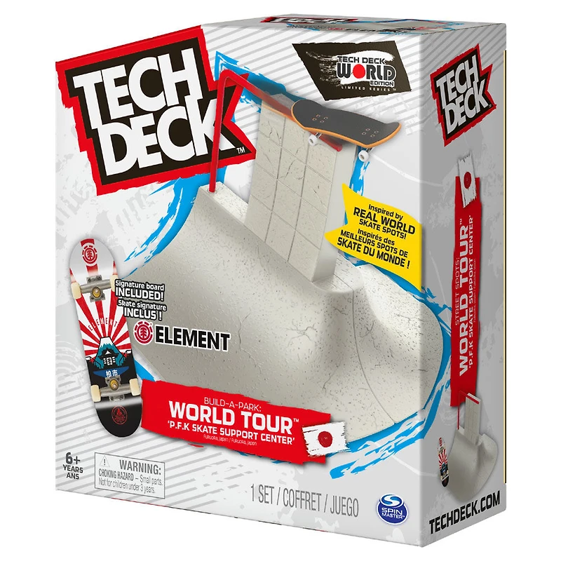 Tech Deck, Build-A-Park World Tour, P.F.K Skate Support Center, Ramp Set with Signature Fingerboard - English Edition