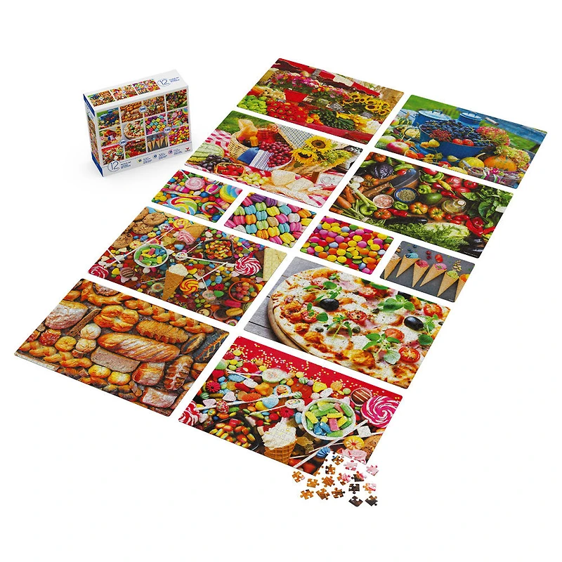 Family 12-Pack of Jigsaw Puzzles, Food