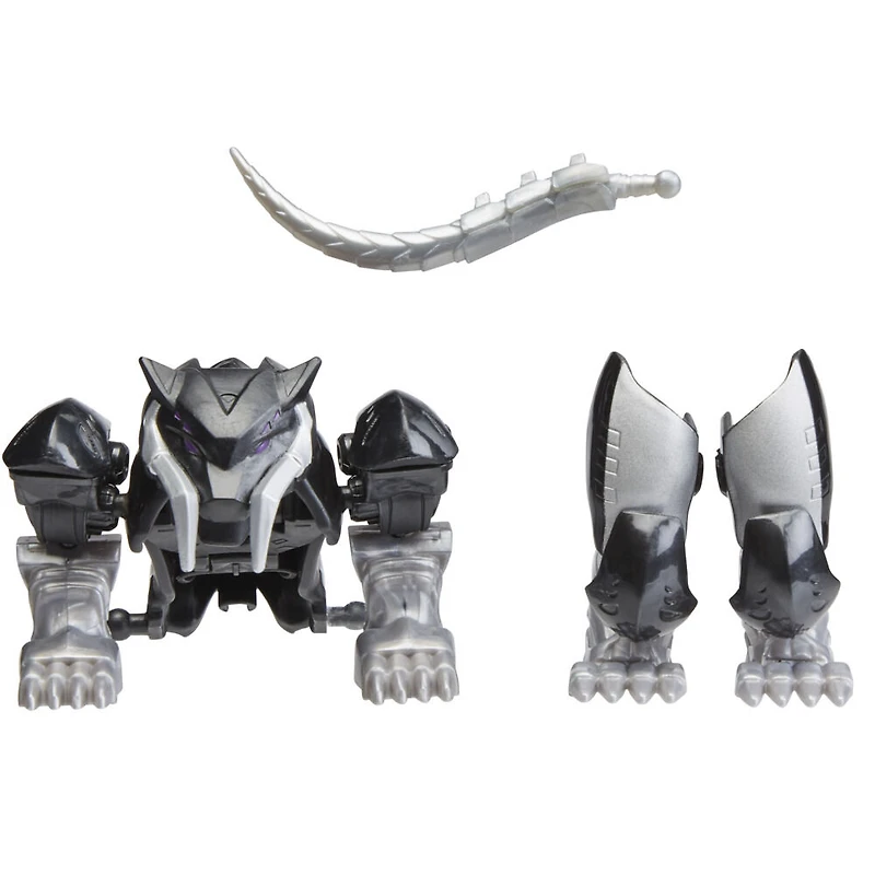 Marvel Mech Strike Mechasaurs, figurine Black Panther de 10 cm avec Sabre Claw Mechasaur, jouet de super-héros