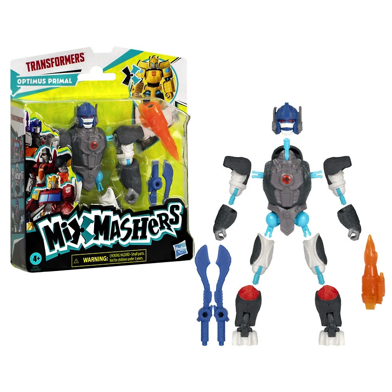 MixMashers Transformers, figurine personnalisable Optimus Primal à mélanger et combiner avec accessoires