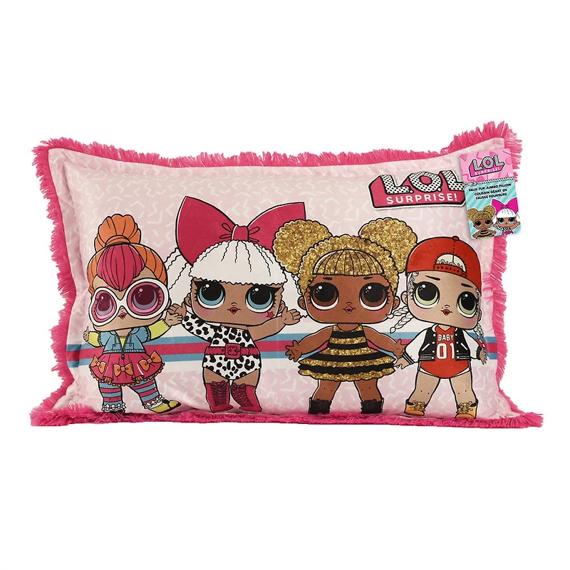 Oreiller géant en fourrure funky pour enfants L.O.L. Surprise!, 20 po x 30 po