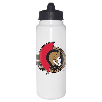 Bouteille d'eau Tallboy blanche de 1L des Senators de Ottawa de la LNH avec couvercle à membrane noir