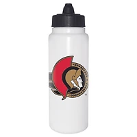 Bouteille d'eau Tallboy blanche de 1L des Senators de Ottawa de la LNH avec couvercle à membrane noir
