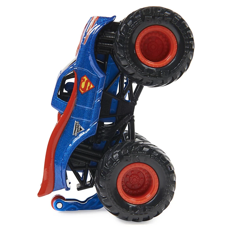 Monster Jam, Monster truck Superman officiel, véhicule en métal moulé, série Heroes and Villains, échelle 1:64