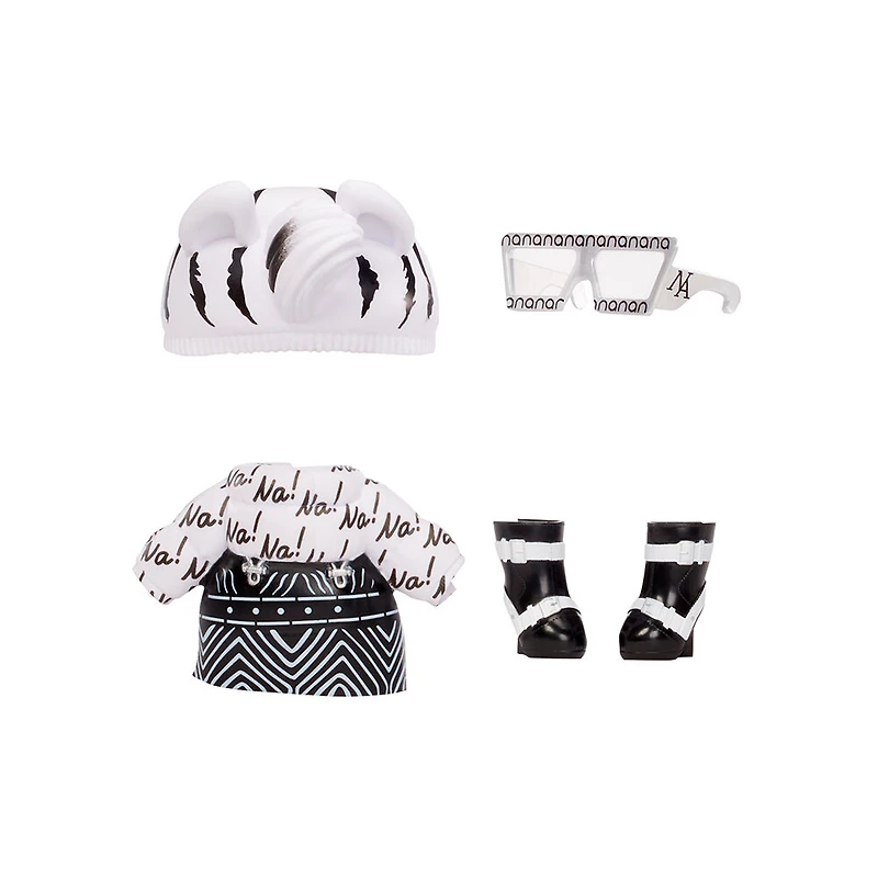 Na Na Na Fuzzy Surprise série 1 Zara Zebra - Poupée-mannequin articulée de 7 po (18 cm)