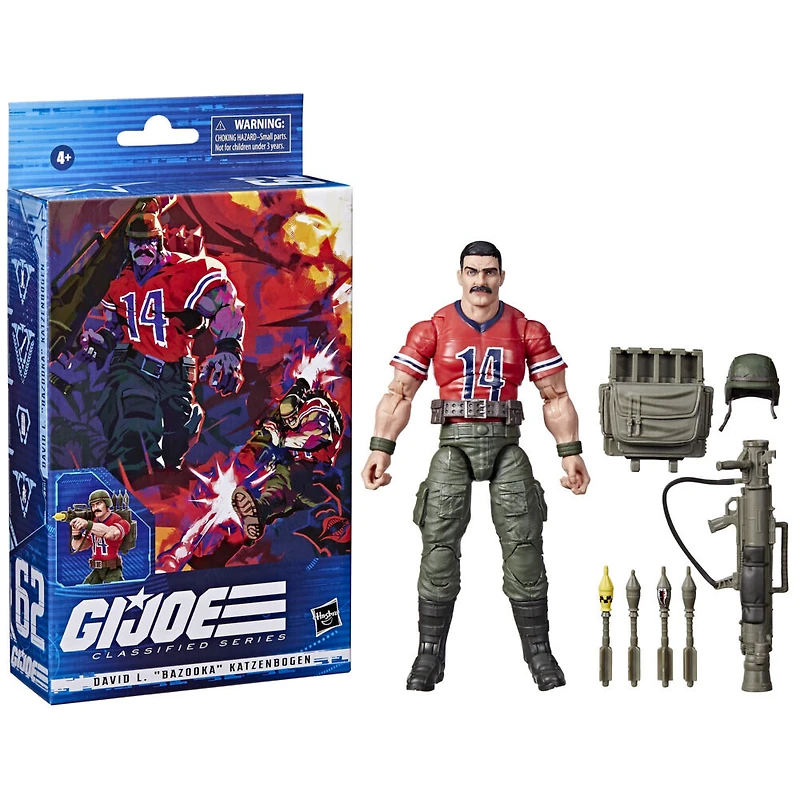 G.I. Joe Classified Series, figurine David L. "Bazooka" Katzenbogen 62 de collection, accessoires, emballage spécial