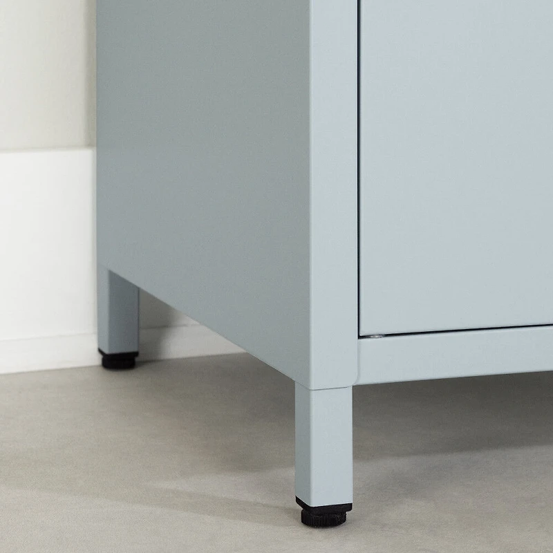 Sweedi Table de chevet avec porte en métal Bleu pâle