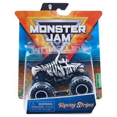 Monster Jam, Monster truck Racing Stripes officiel, véhicule en métal moulé, série Crazy Creatures Trucks, échelle 1:64