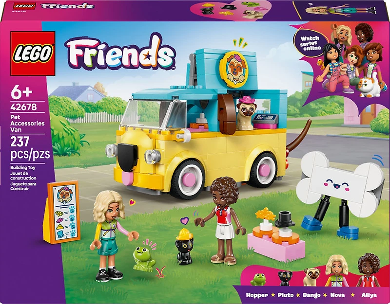 LEGO Friends La Camionnette d'Accessoires pour Animaux avec 2 MInipoupées, ainsi qu'un Chaton, un Chien et une Grenouille - 42678
