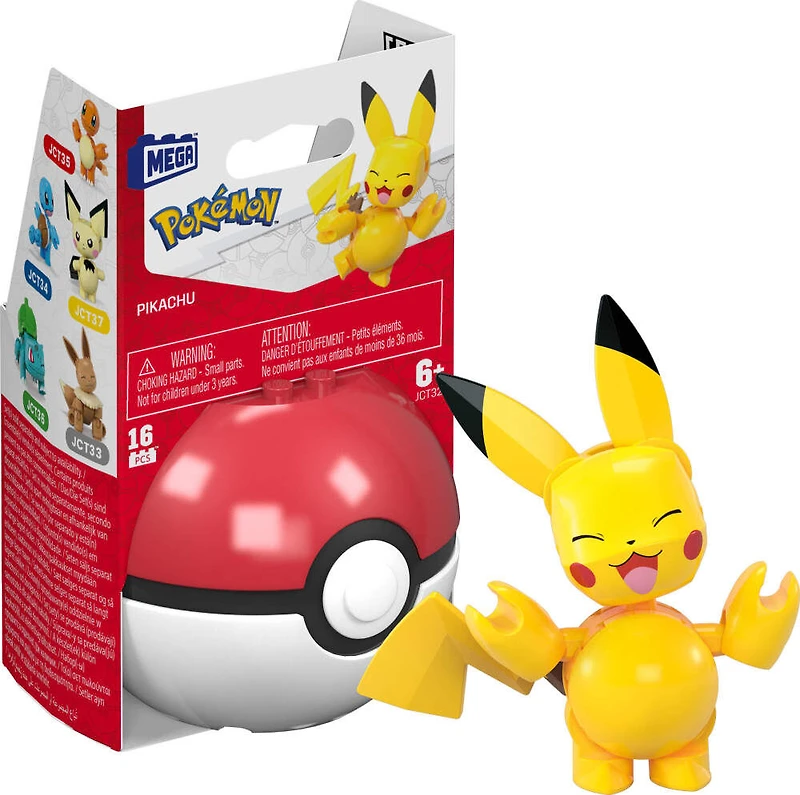 MEGA Pokémon Figurine articulée Pikachu, Pokéball (16 pièces)