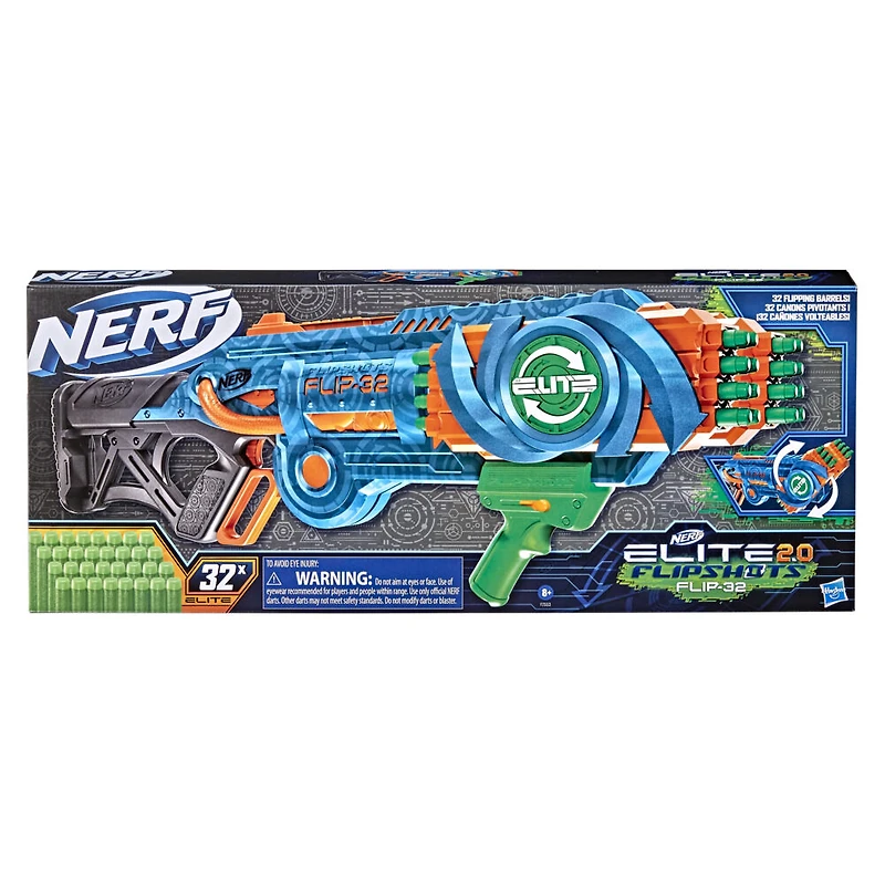 Nerf Elite 2.0 Flipshots Flip-32 Blaster with 32 Dart Barrels That Flip - R Exclusive