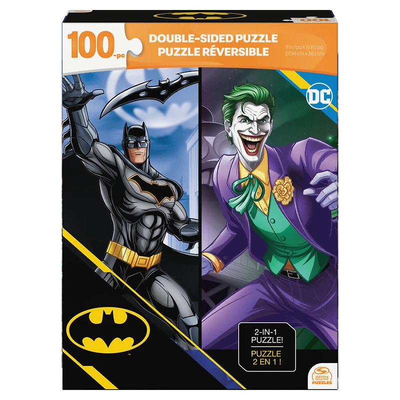 Batman, Puzzle 2 en 1 double face de 100 pièces, Joker, DC Comics, films d'action, puzzles pour enfants, jouets Batman