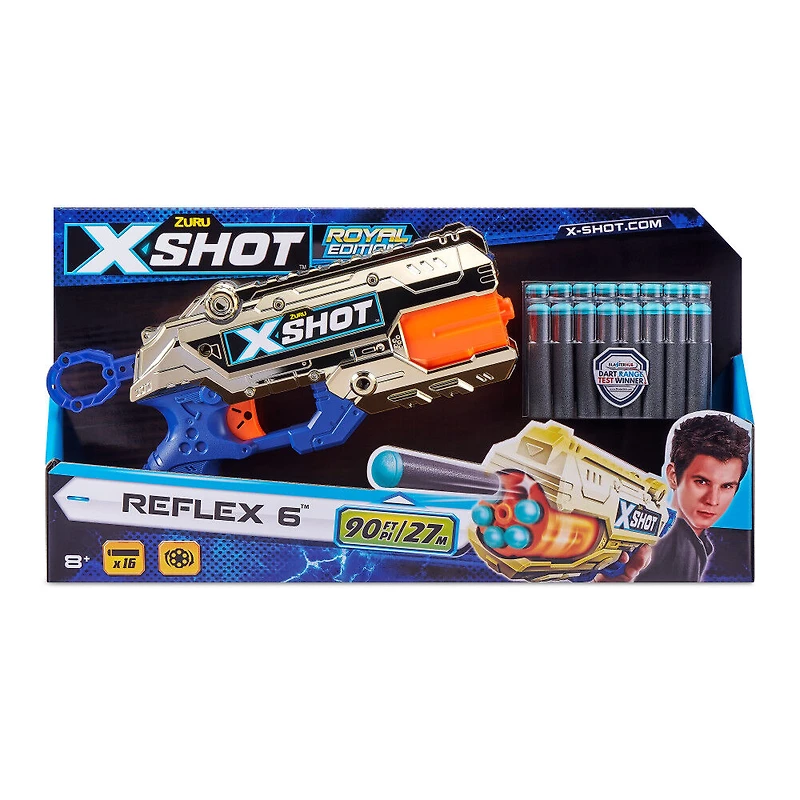 Ensemble combo de lance-fléchettes X-Shot Excel Reflex 6 (16 fléchettes en mousse) par ZURU