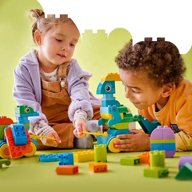 LEGO DUPLO Ma ville Les Dinosaures sur Roues 3en1, Jouet d'Apprentissage par le Jeu pour Tout-Petits avec 6 Figurines 10451