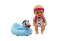 You & Me - 7" Bath Time Baby. (3 Assorted) - All Vinyl Doll With Animal Floater