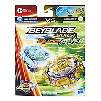 Beyblade Burst QuadDrive, Pack de 2 toupies de compétition Magma Roktavor R7 et Gilded Balderov B7